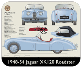 Jaguar XK120 Roadster (disc wheels) 1948-54 Place Mat, Small